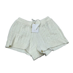 NWT Rachel Parcell Womens Ivory Elastic‎ Waist Cable Knit Sweater Shorts Size M